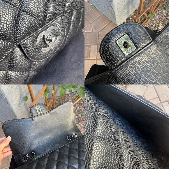 SOLD Chanel Caviar Leather Jumbo Single Flap Shoulder Bag - Picture 9 of 16